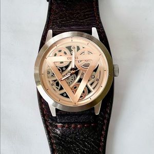 Guess men’s leather bracelet watch
